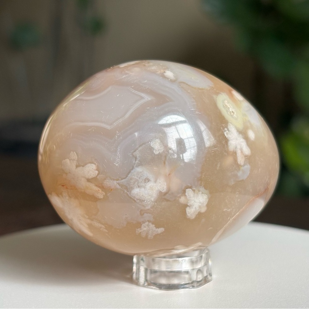 Flower Agate Crystal Egg Carving - Polished - Picture 5 of 17